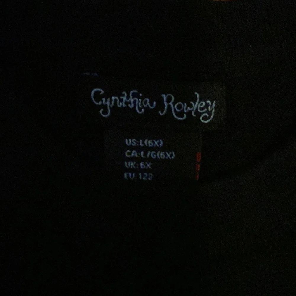 𝅺CYNTHIA rowley girls sz 6x black knit dress with gray and gold accent